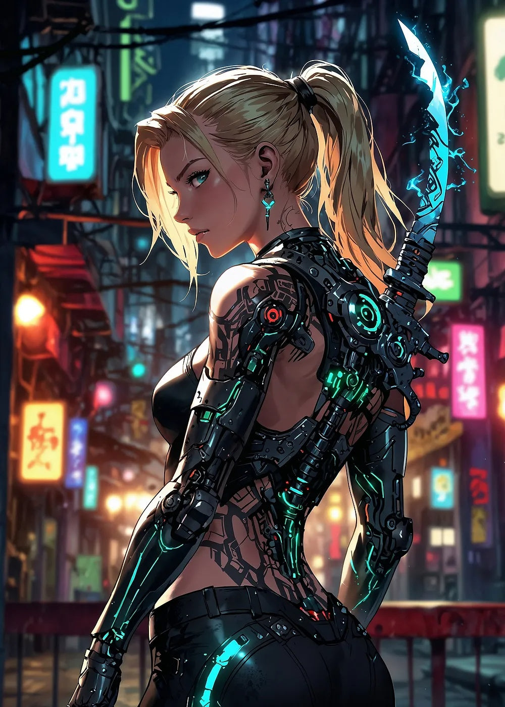 Cyberpunk Warrior metal poster artwork
